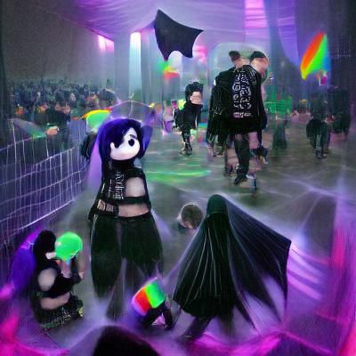 Gothic Rave Dancer in Neon Lights