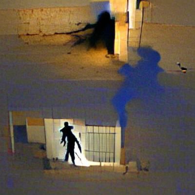 Ominous Shadow Figure Encounters Human