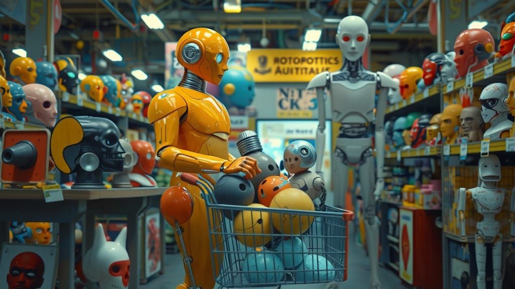 Robot Shopping for Heads: Impressionist Gouache and Watercol...