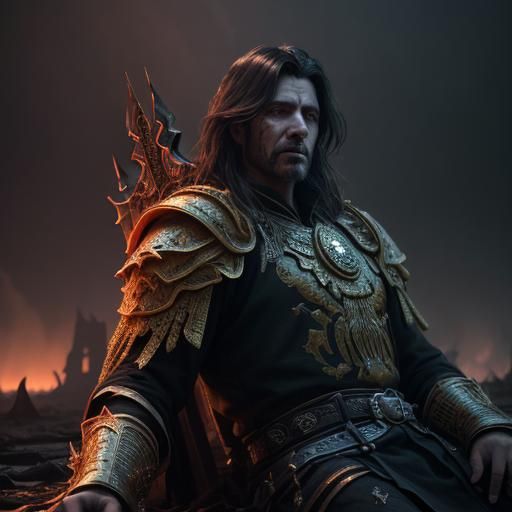 Fallen King on the Ground in Golden Light