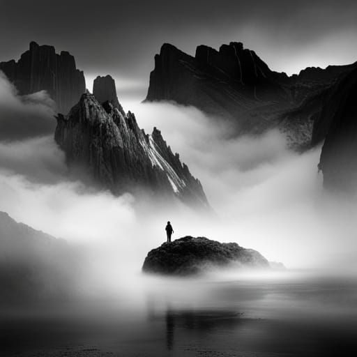 Sunrise Over Mountains: Mixed Media Splash Art