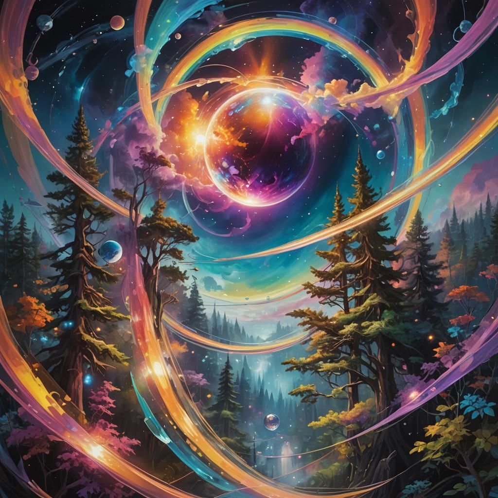 Overlapping Planets in Vibrant Cosmic Art