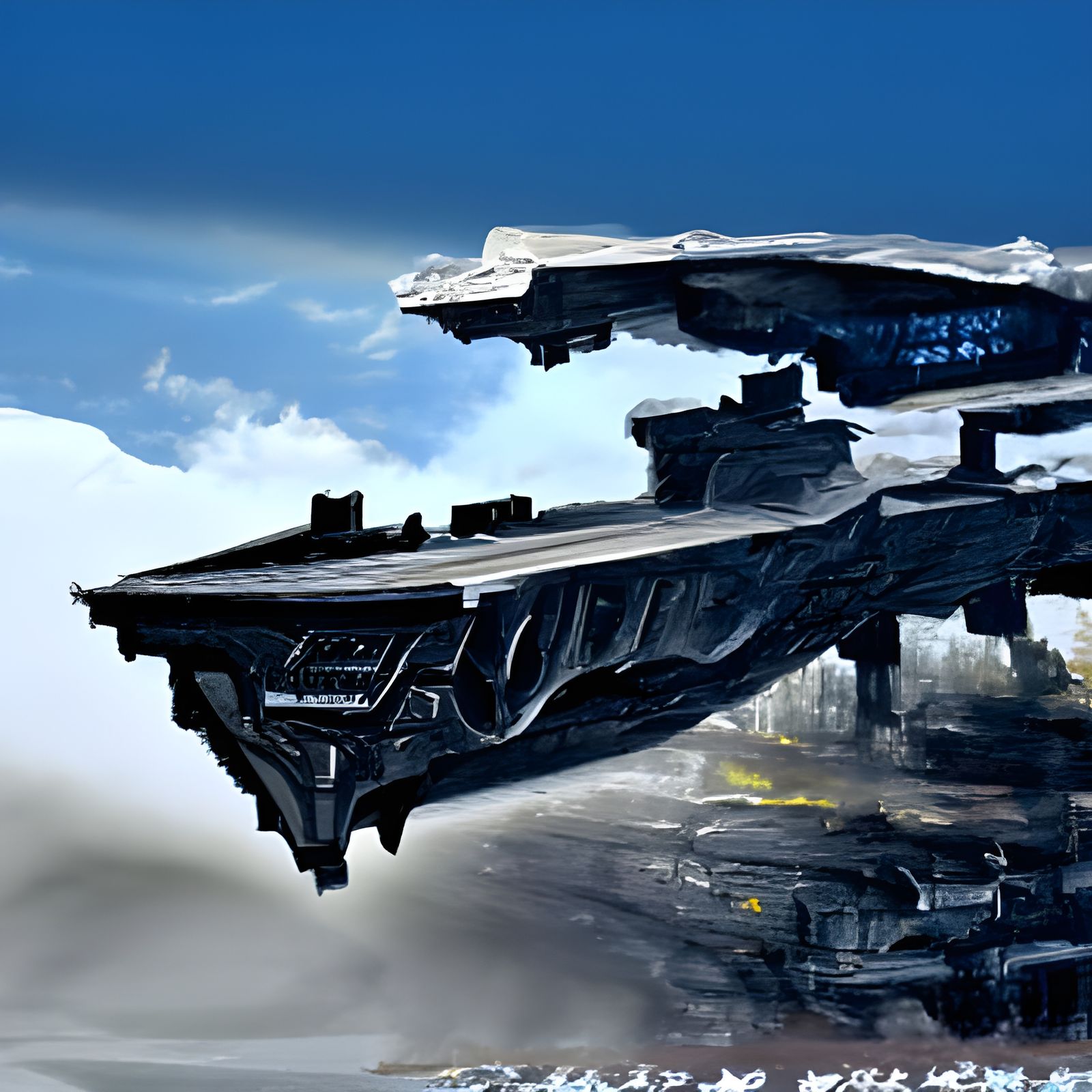 Ominous UNSC Star Destroyer in Hyperrealistic Matte Painting