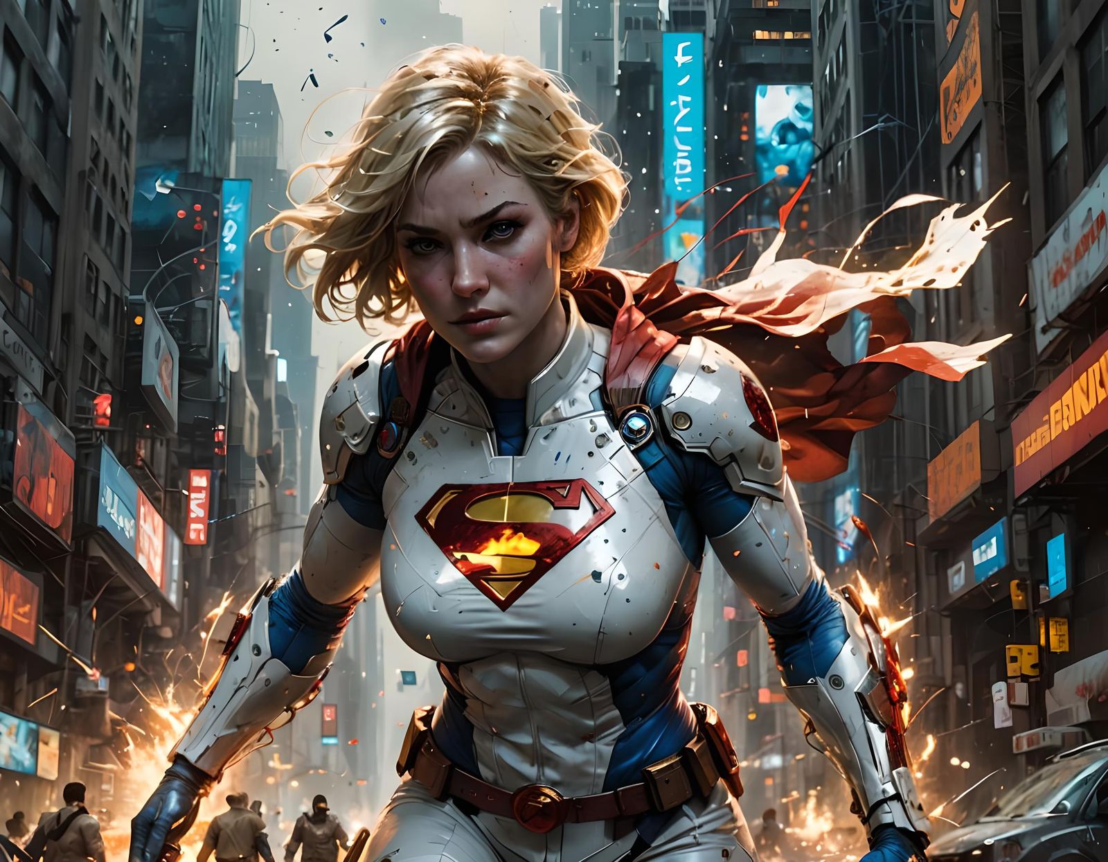Power Girl Hyperdetailed Matte Painting