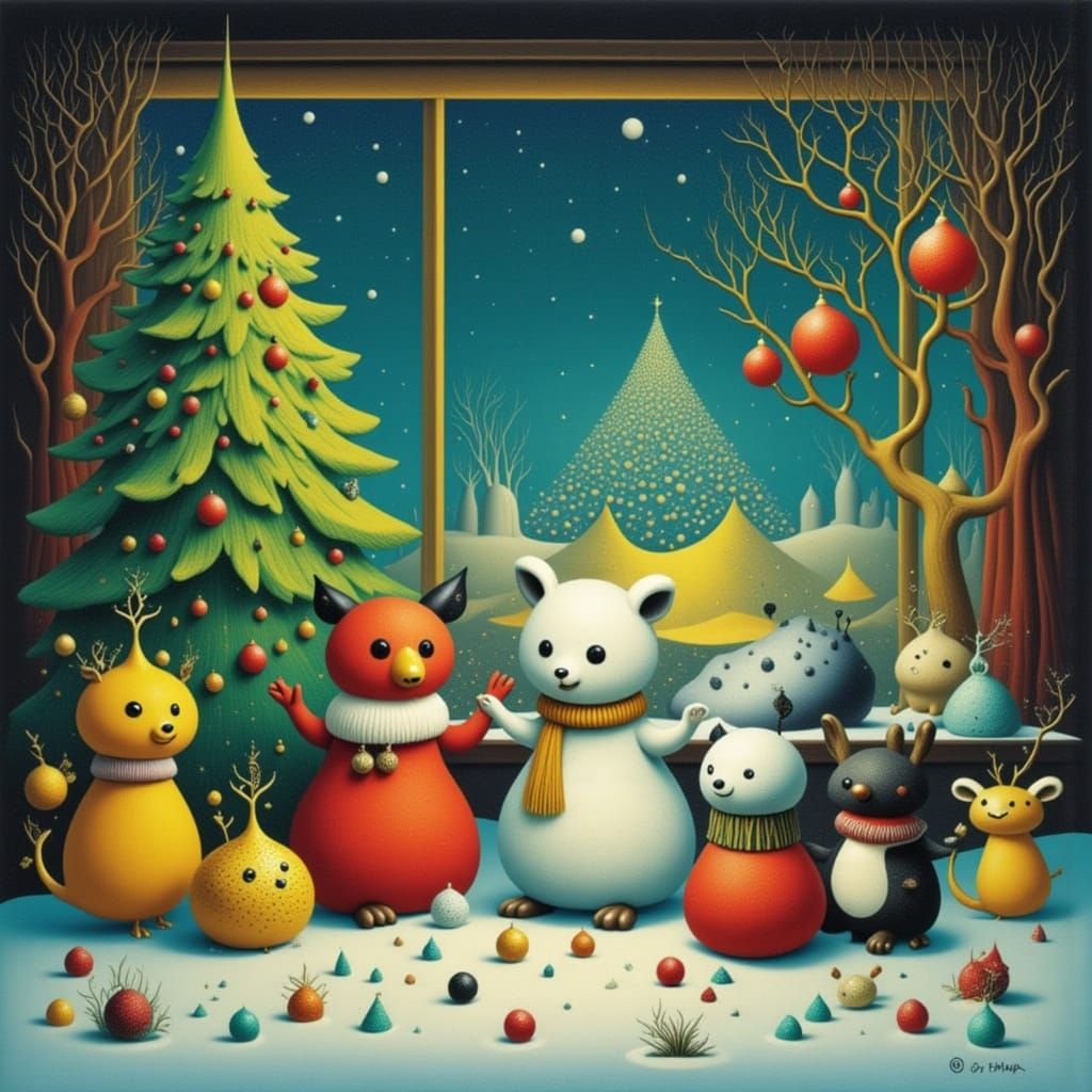 Cute Creatures Celebrate Christmas Eve in Whimsical Style