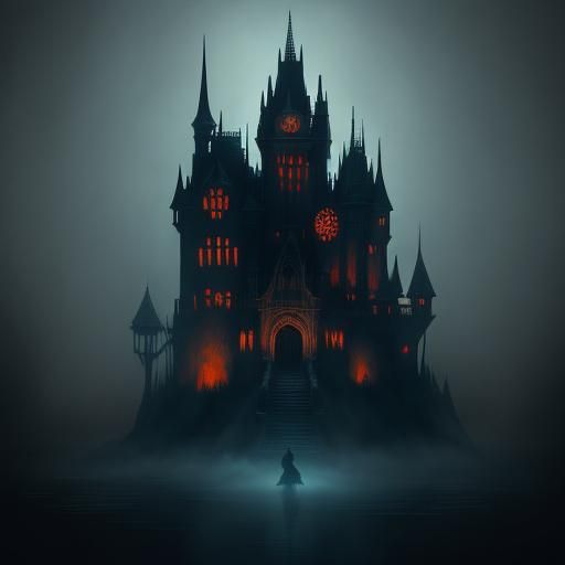 Ghost Girl in Haunted House: Dark Fantasy Art