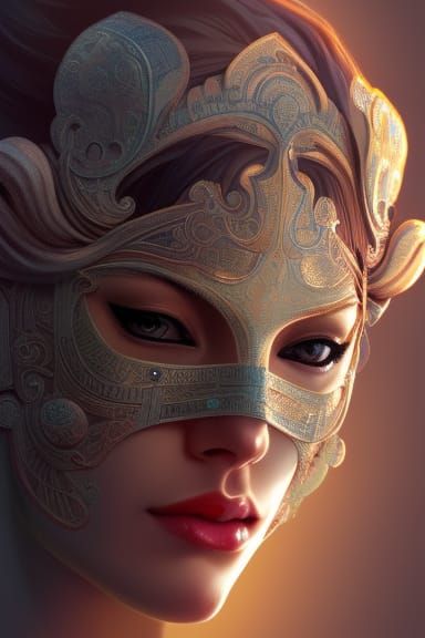 Intricate Venetian Mask Portrait in Hyperdetailed Lighting