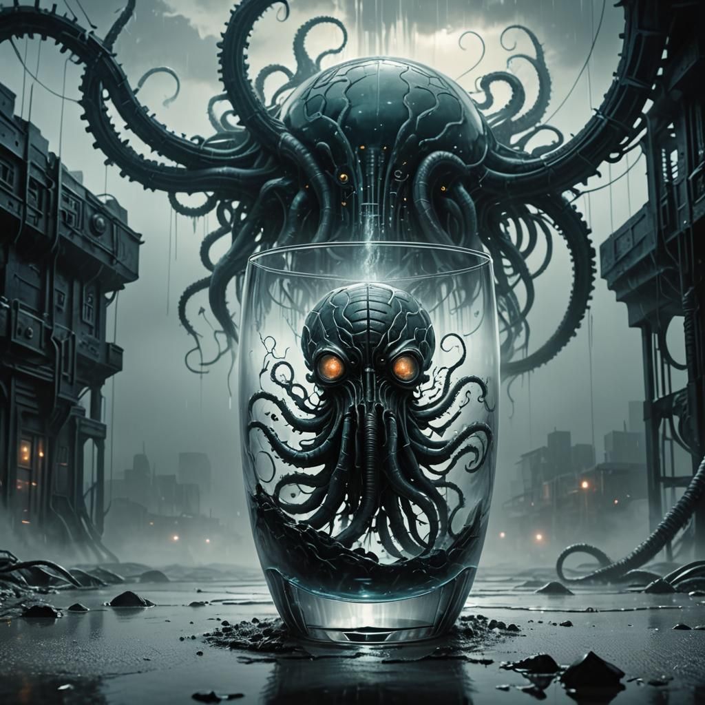 Cyberpunk Brain in Glass, Biomechanical Concept Art