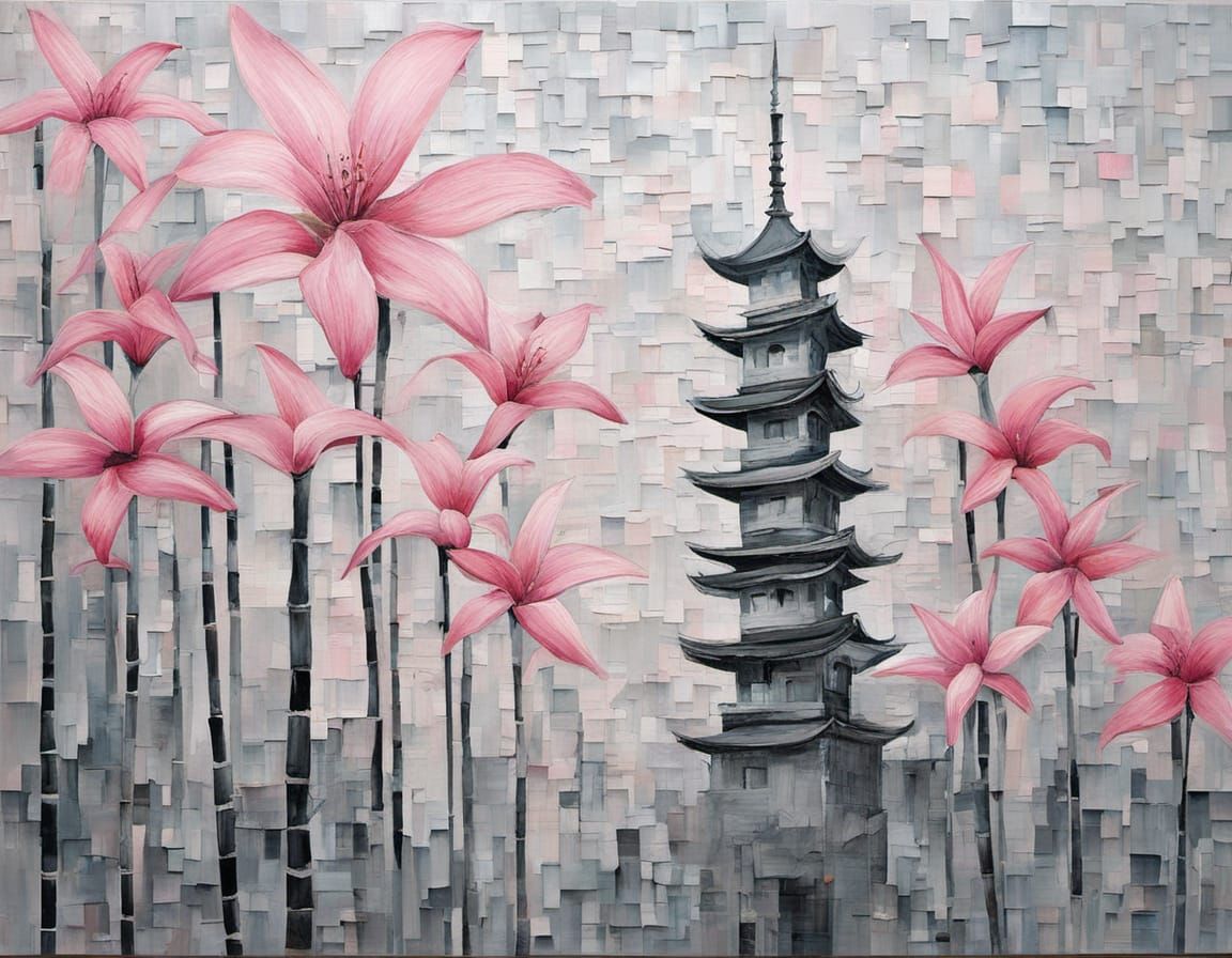 Pastel Pink Dune Storm Abstract Surrealism Painting