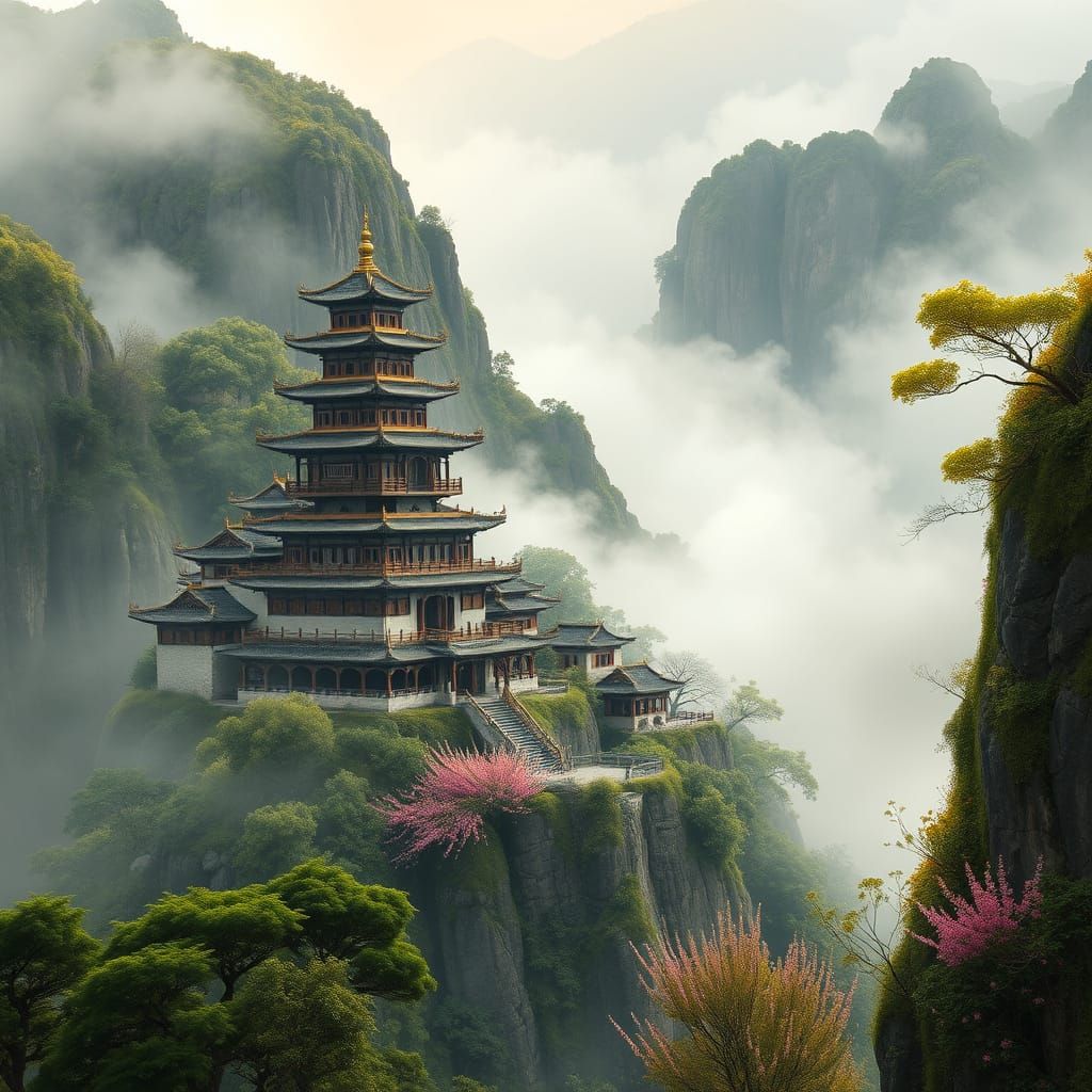 Ancient Chinese Monastery in Harmony with Nature