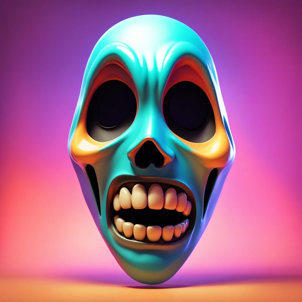 Scream Mask in Pixar-Style 3D Digital Art