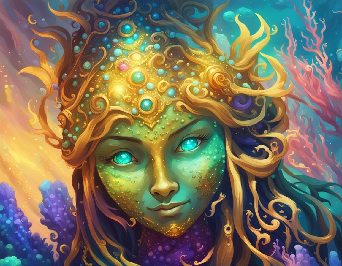 Mermaid on Throne in Underwater Kingdom Concept Art