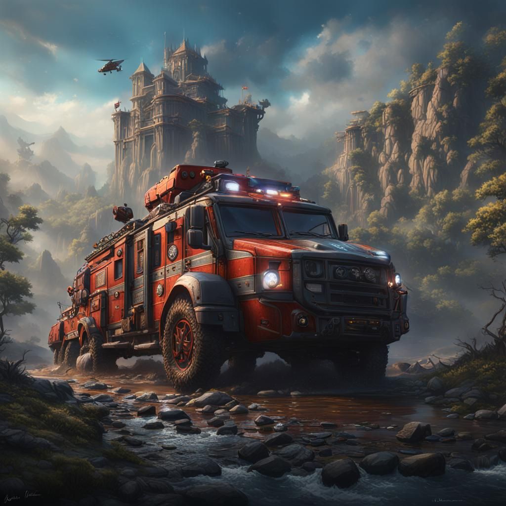 Detailed Matte Painting of a Rescue Unit