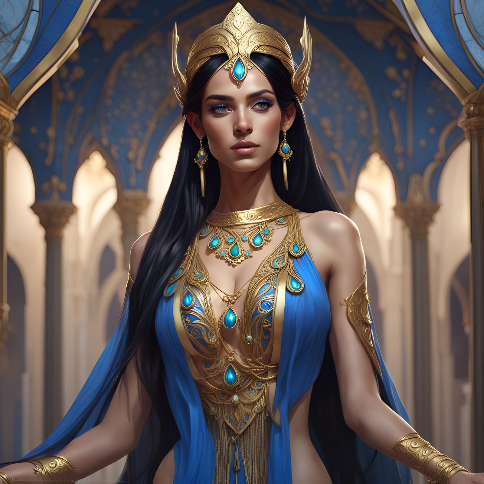 Elegant Elf Queen Portrait in Hyperrealistic Style