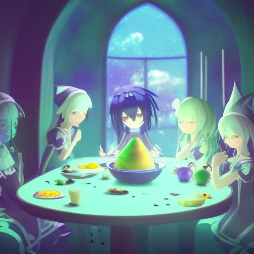 Magical Anime Kitchen with Starry Light