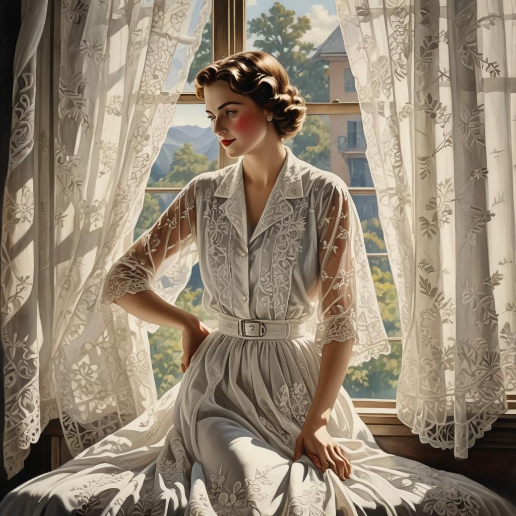 Elegant 1930s Lady Ironing Pillowcase