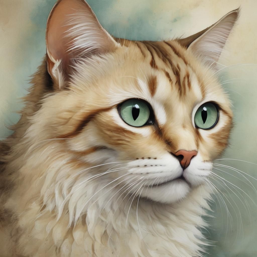 Colorful Cat Portrait in Expressive Style