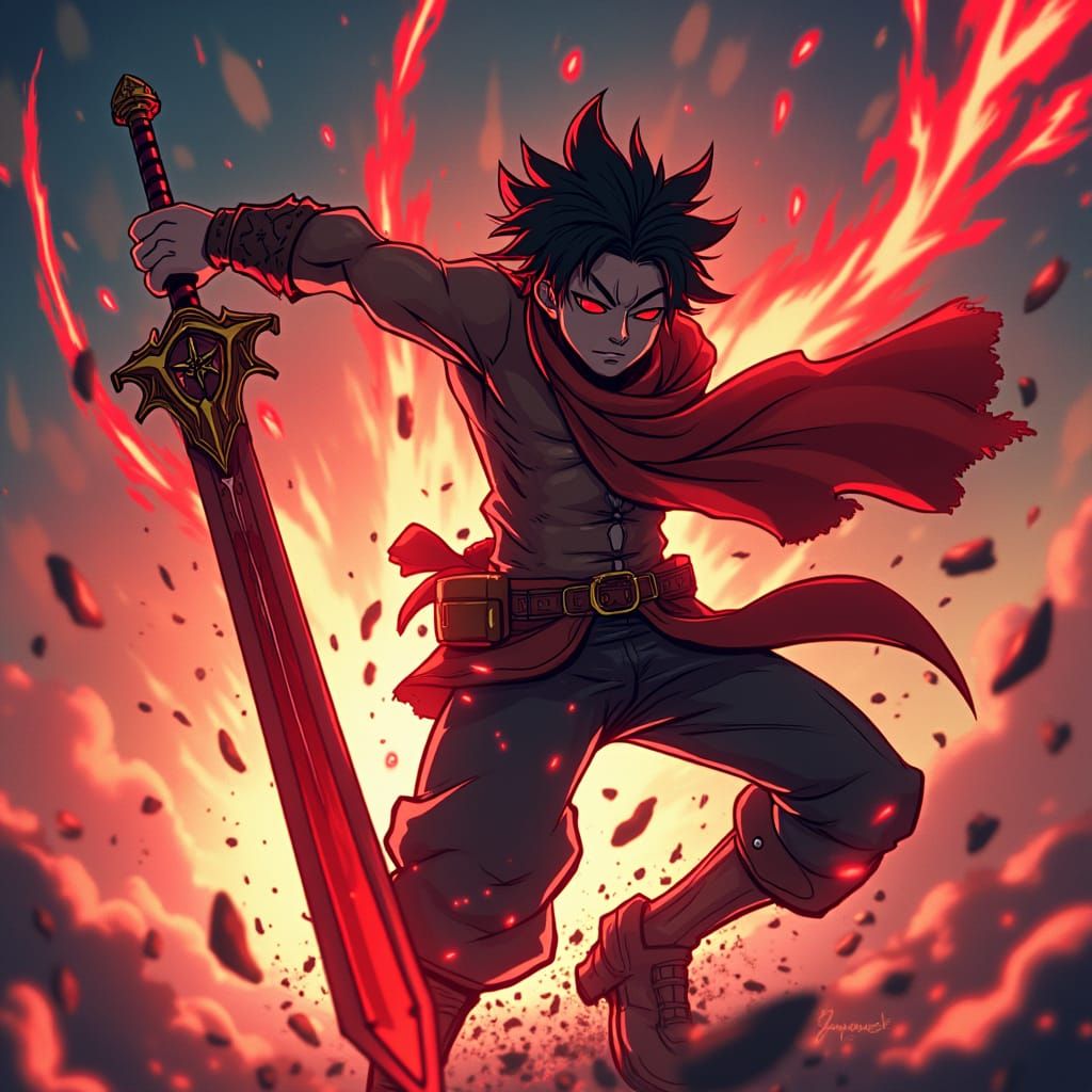 Heroic Warrior Wyatt's Crimson Attack, Anime Style