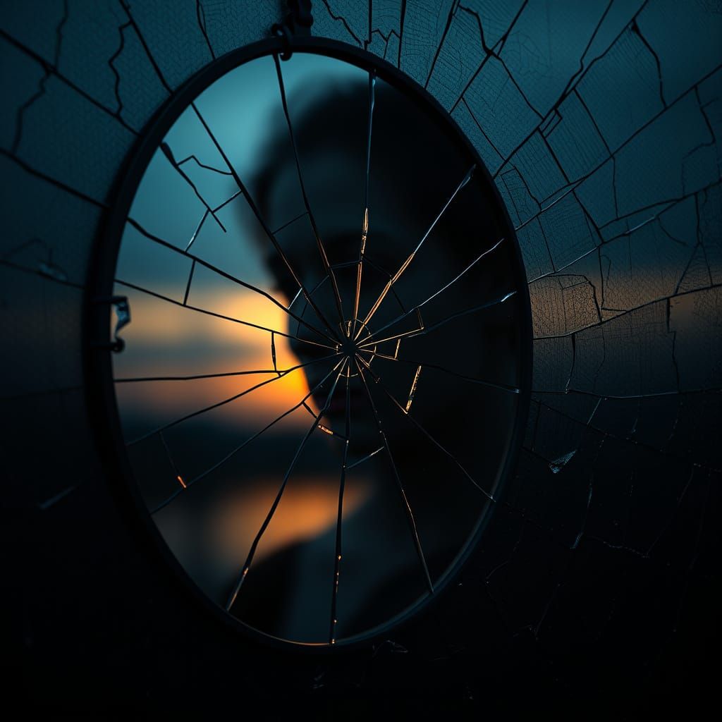Surreal Portrait in a Shattered Mirror