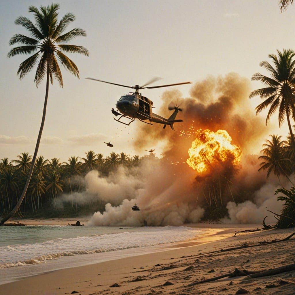 Helicopter Beach Attack in Coppola Style