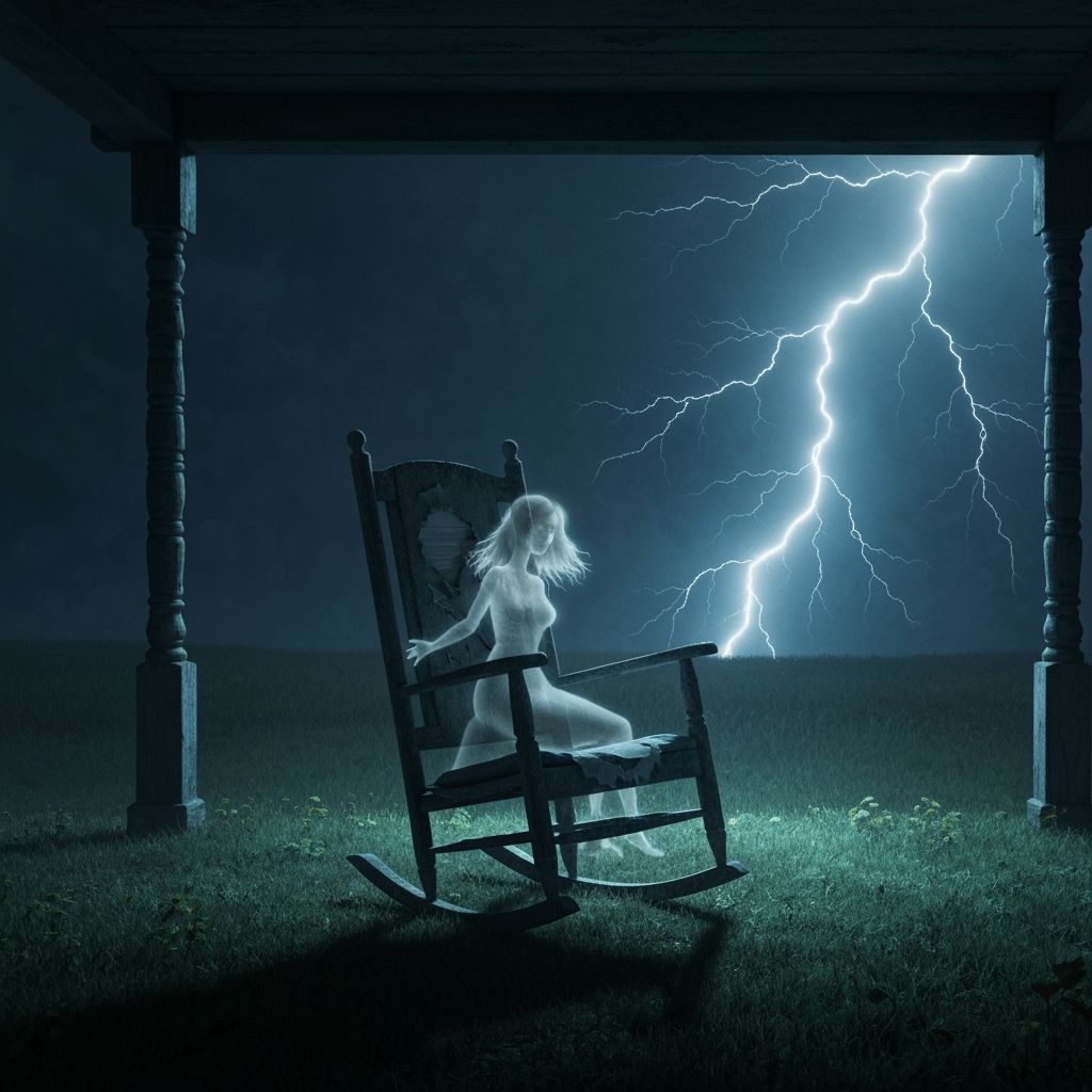 Empty Rocker in Lightning Storm: Detailed Matte Painting