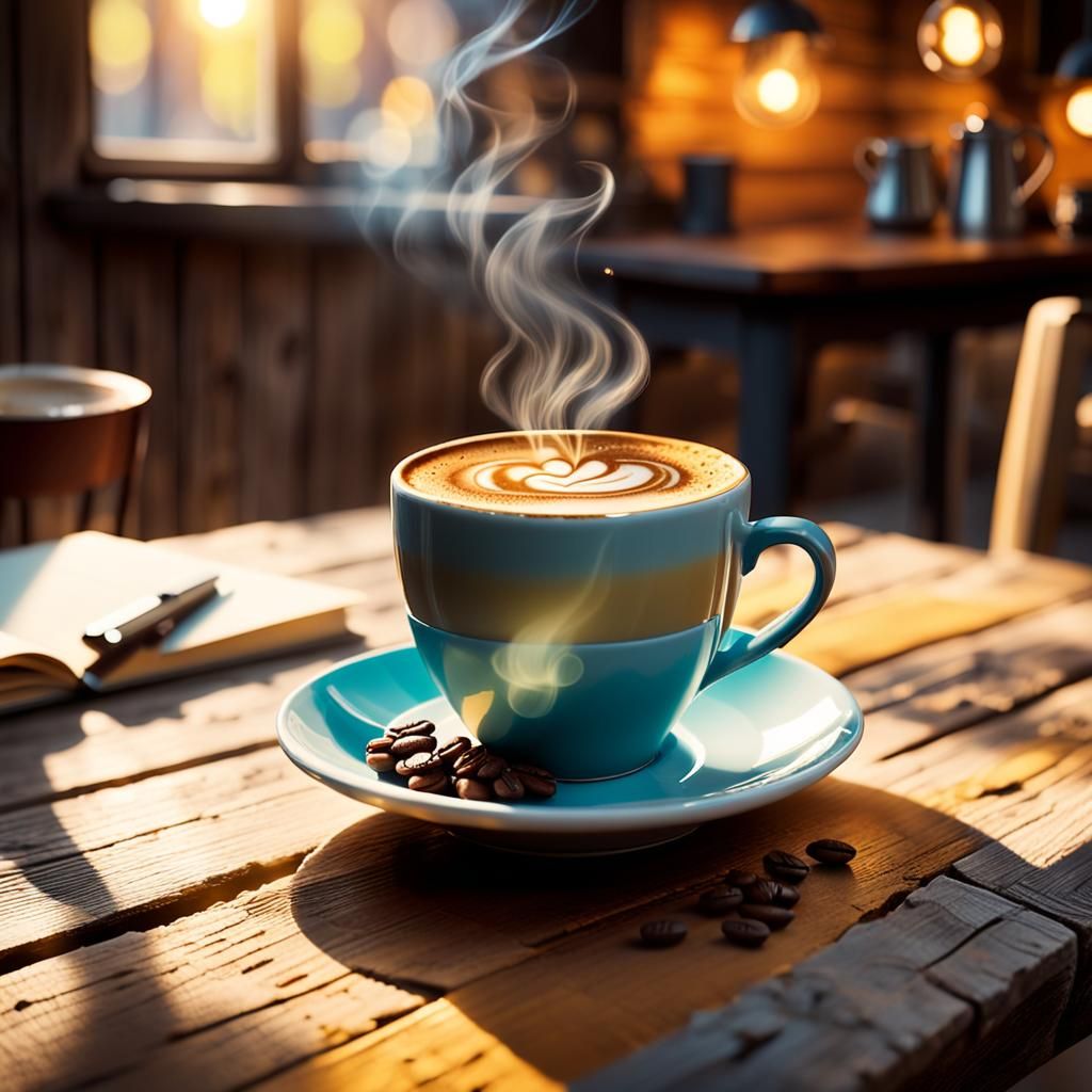 Cozy Coffee Cup Still Life in Hyperrealism