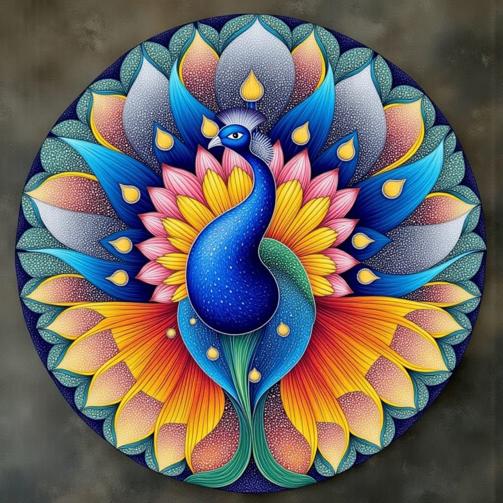 Rangoli pattern of a peacock