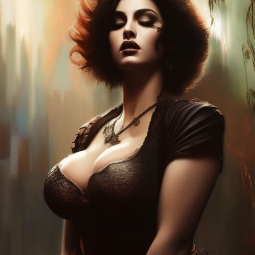 Gothic Woman Meditating: Hyperdetailed Digital Painting