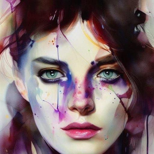 Watercolor Cat Portrait in Expressionist Style