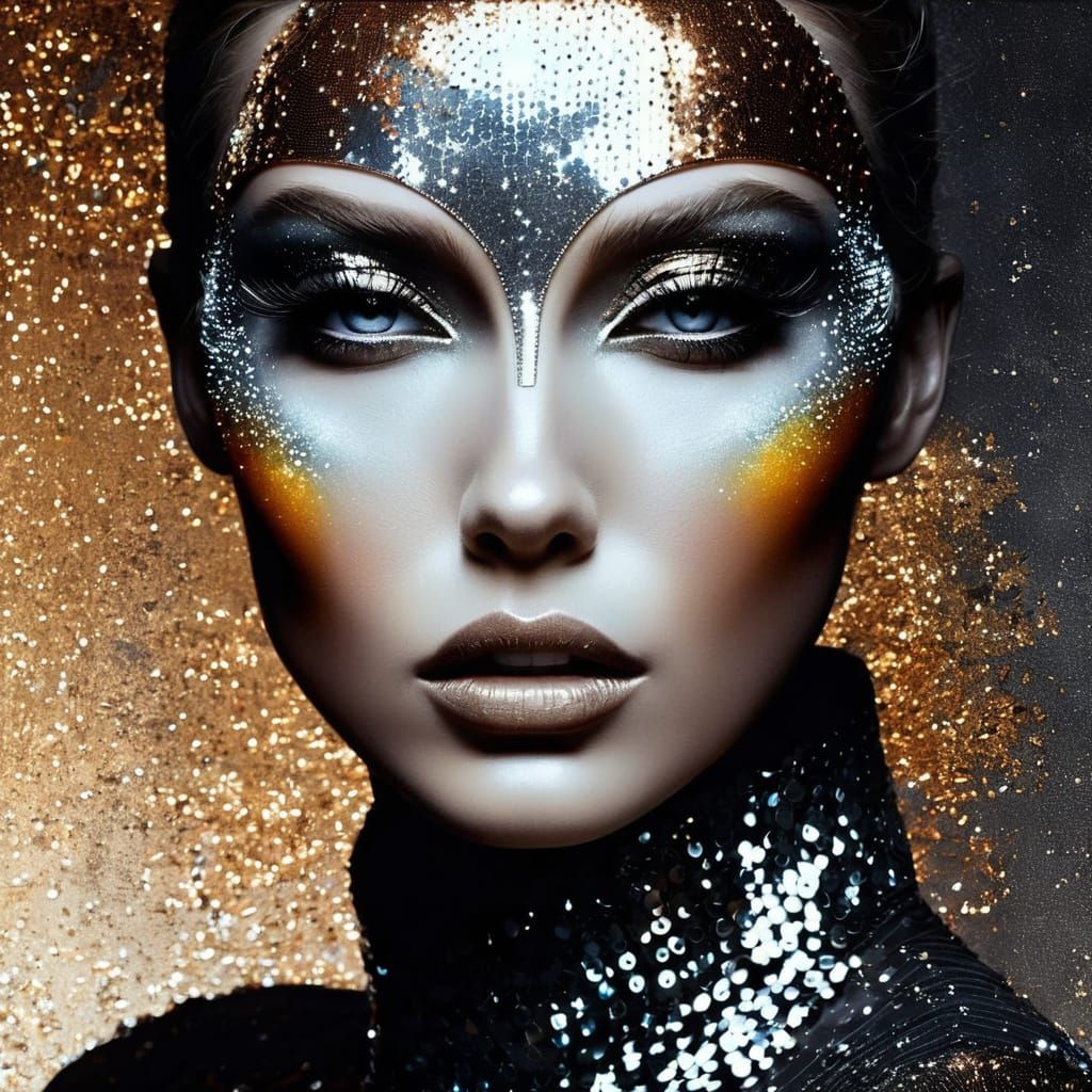 Surreal Portrait of a Sparkling Beauty in Dark Art Style