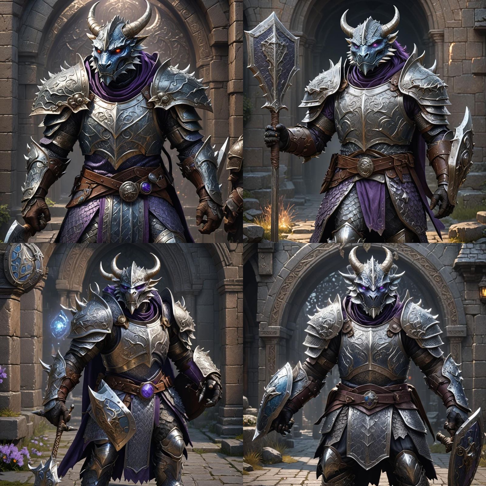 Dragonborn Warrior in Chainmail, Dark Fantasy Art