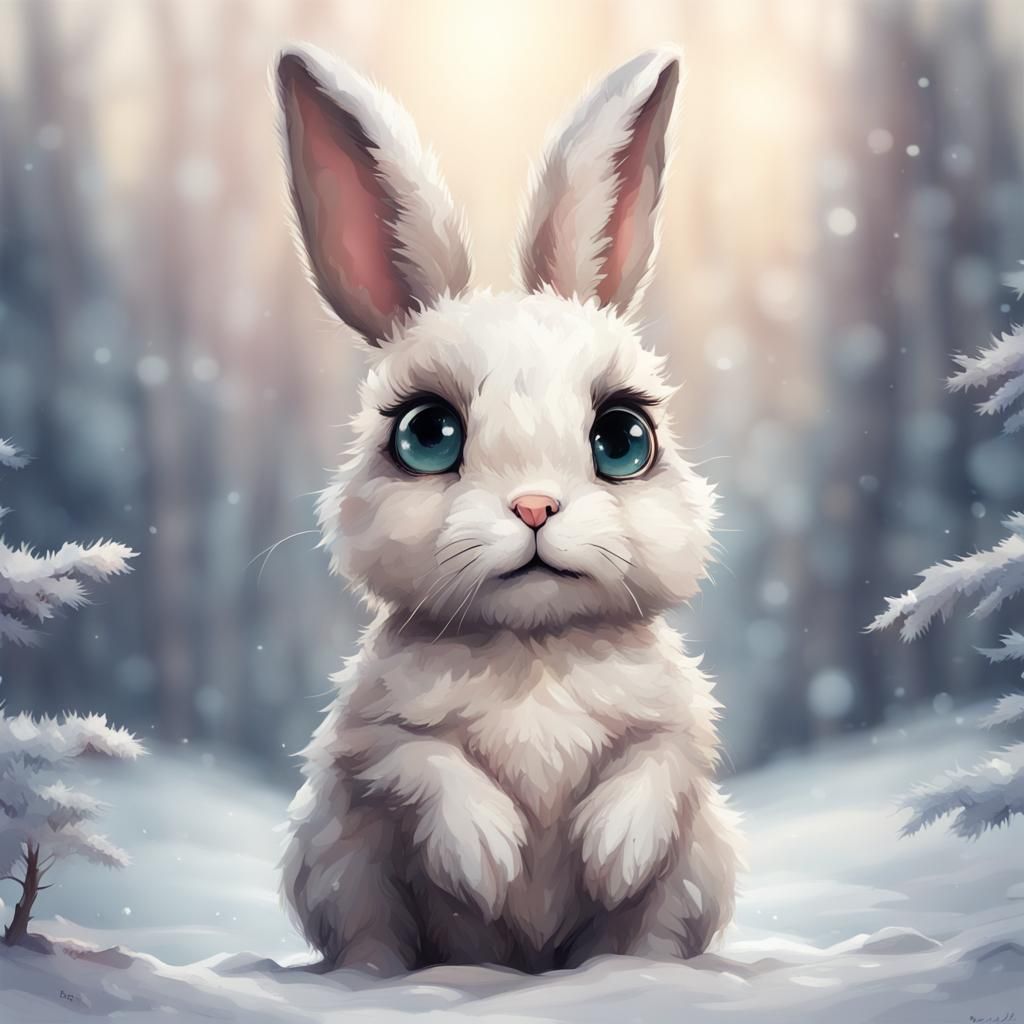 Cute Bunny in Winter Art