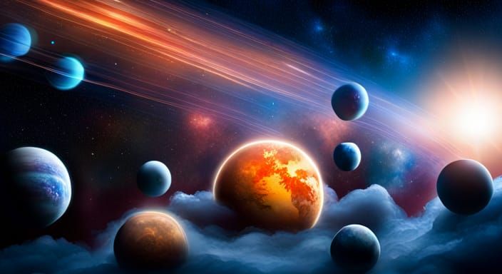 Planetary Crib Mobile in Space: Digital Art