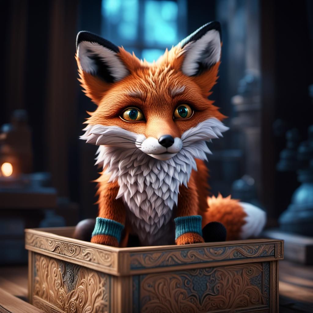 Magical Fox with Socks: Hyper-realistic Digital Art