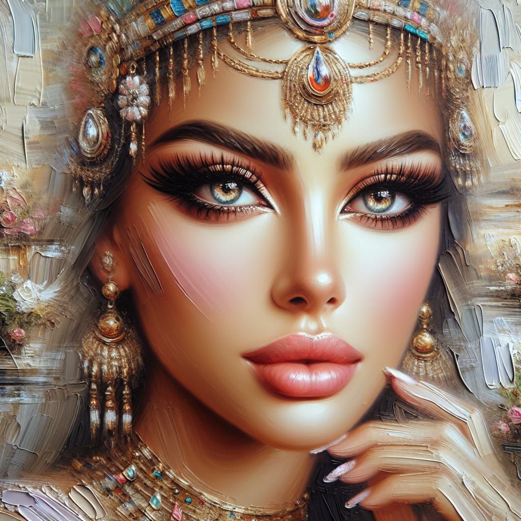 Egyptian Woman Portrait in Oil Painting Style