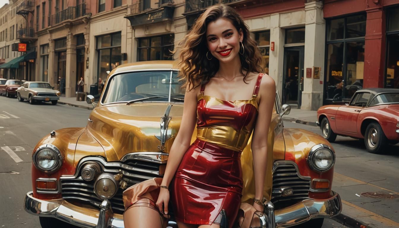 Confident Woman in Latex, Jeremy Mann Style