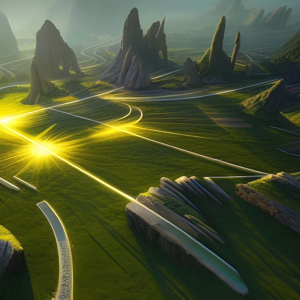 Fantasy Landscape with Glowing Ley Lines in Photorealistic S...