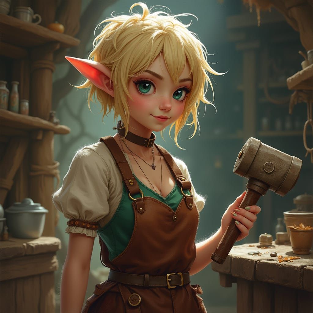 Rock Gnome Artisan in Mystical Workshop