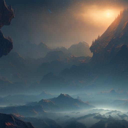 Fantastical Space Scene in Detailed Matte Painting