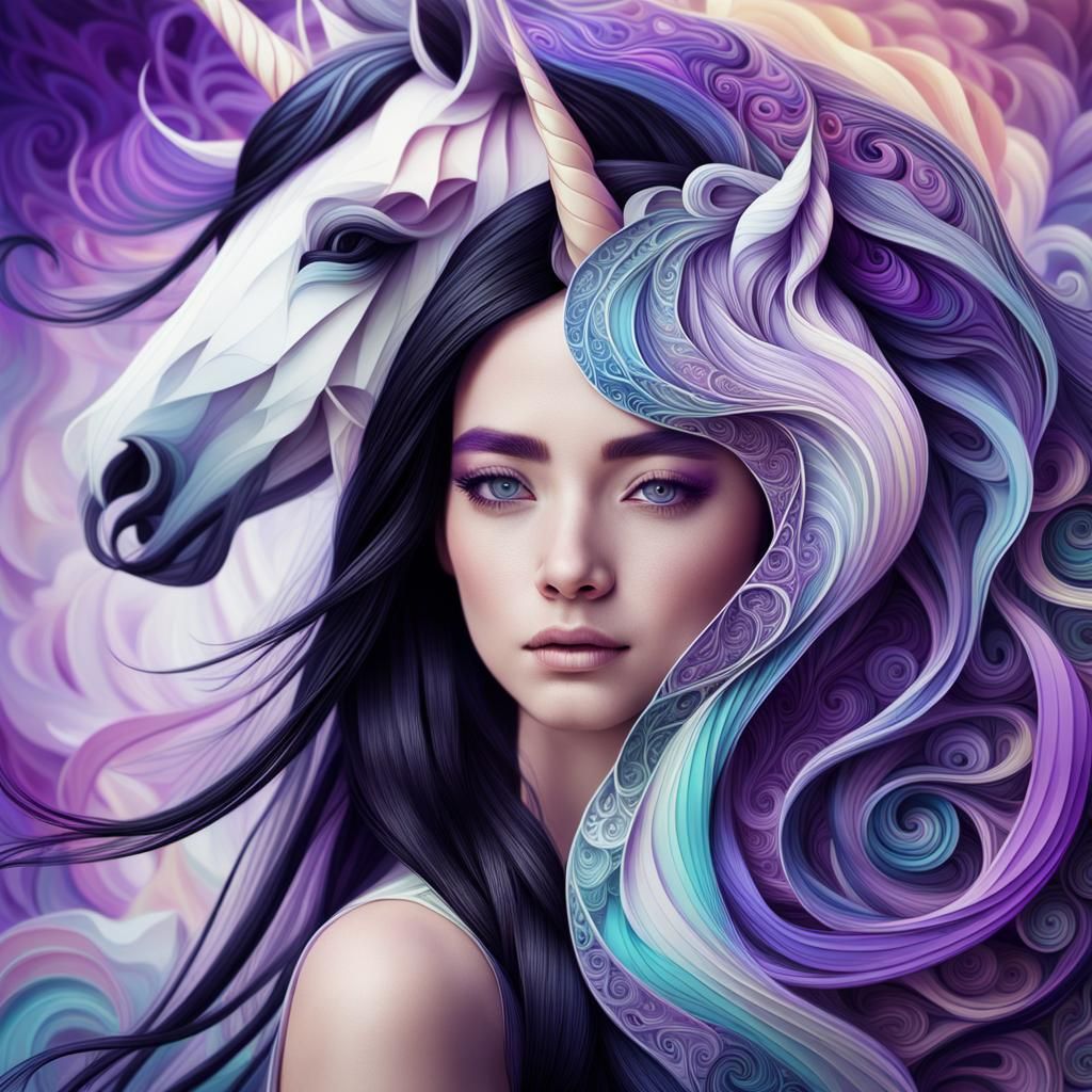 Ethereal Mythical Creature Portrait in Dreamlike Abstraction