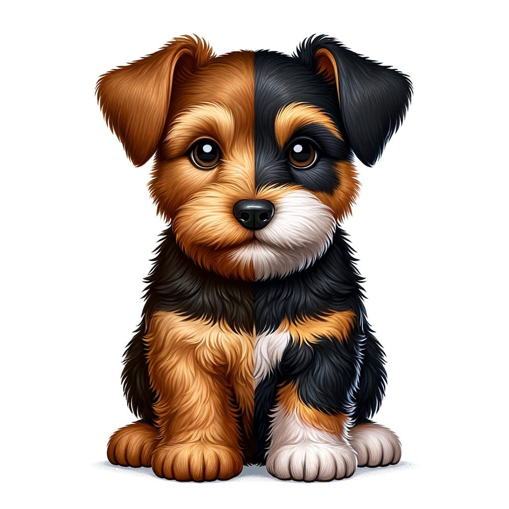 Brown-Gold Welsh Terrier Mix with Black Fox Terrier Body