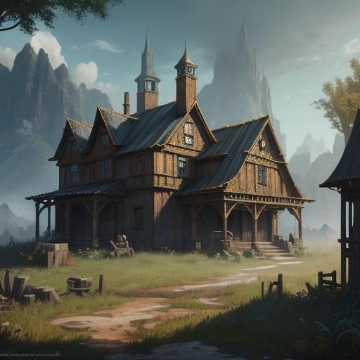 Fantastical Homestead in Detailed Matte Painting