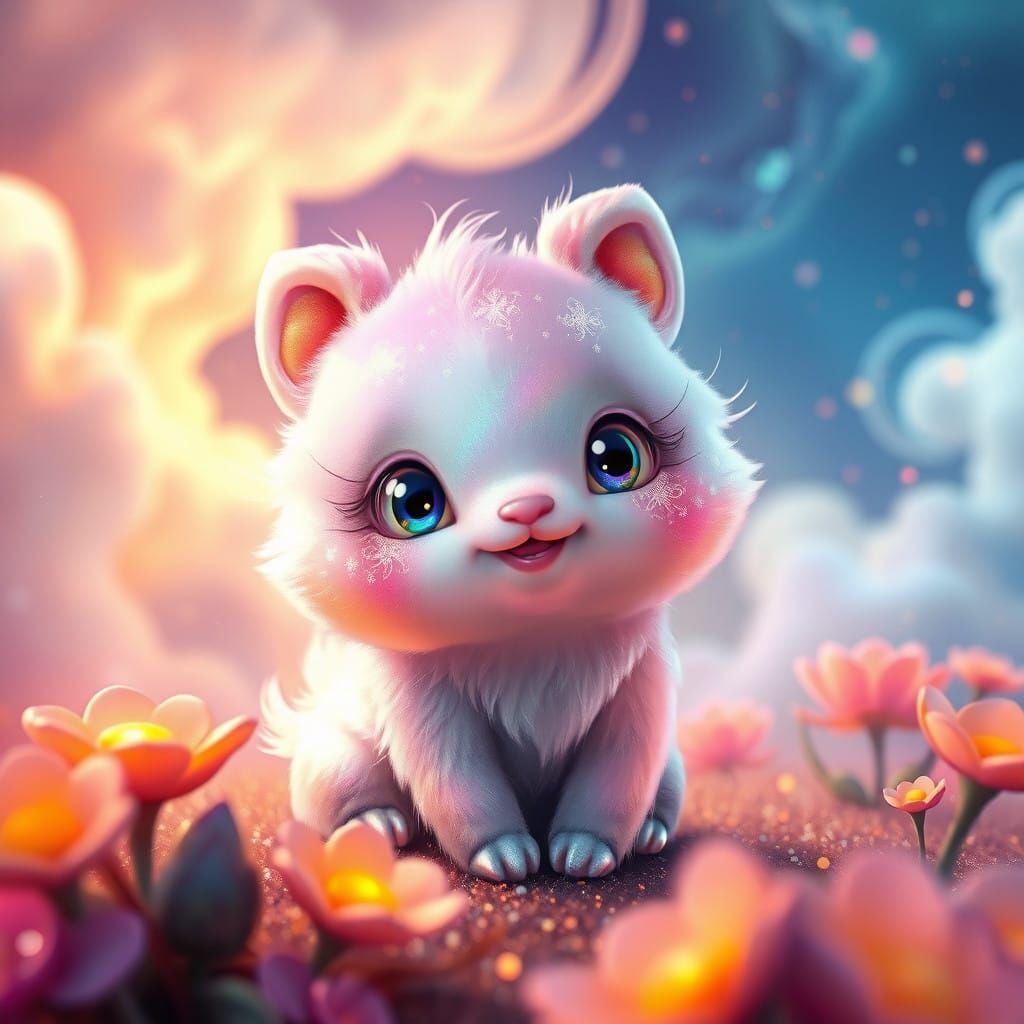 Whimsical Fantasy Creature in Pastel Hues