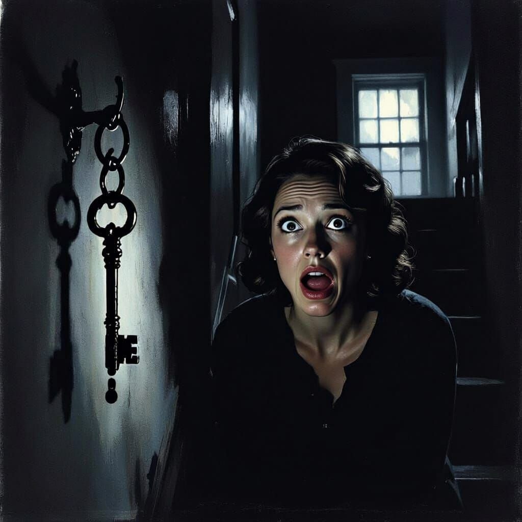 Scared Woman Hears Noise Upstairs at Night