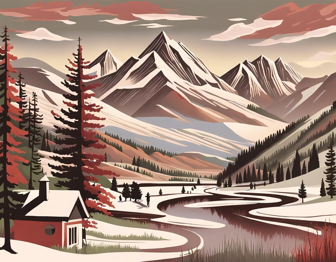 Majestic Mountain Panorama in Warm, Golden Light