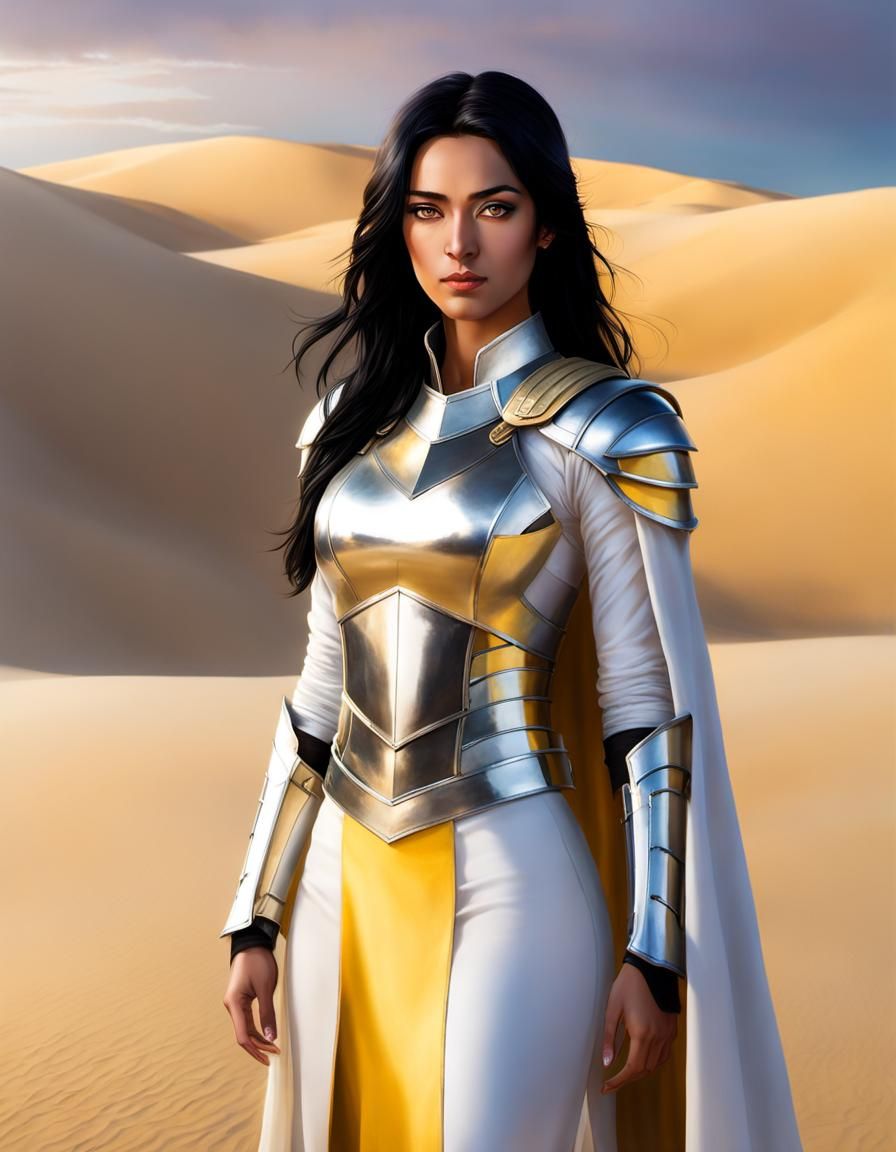 Fantasy Portrait of Woman with Yellow Eyes in Dark Fantasy S...