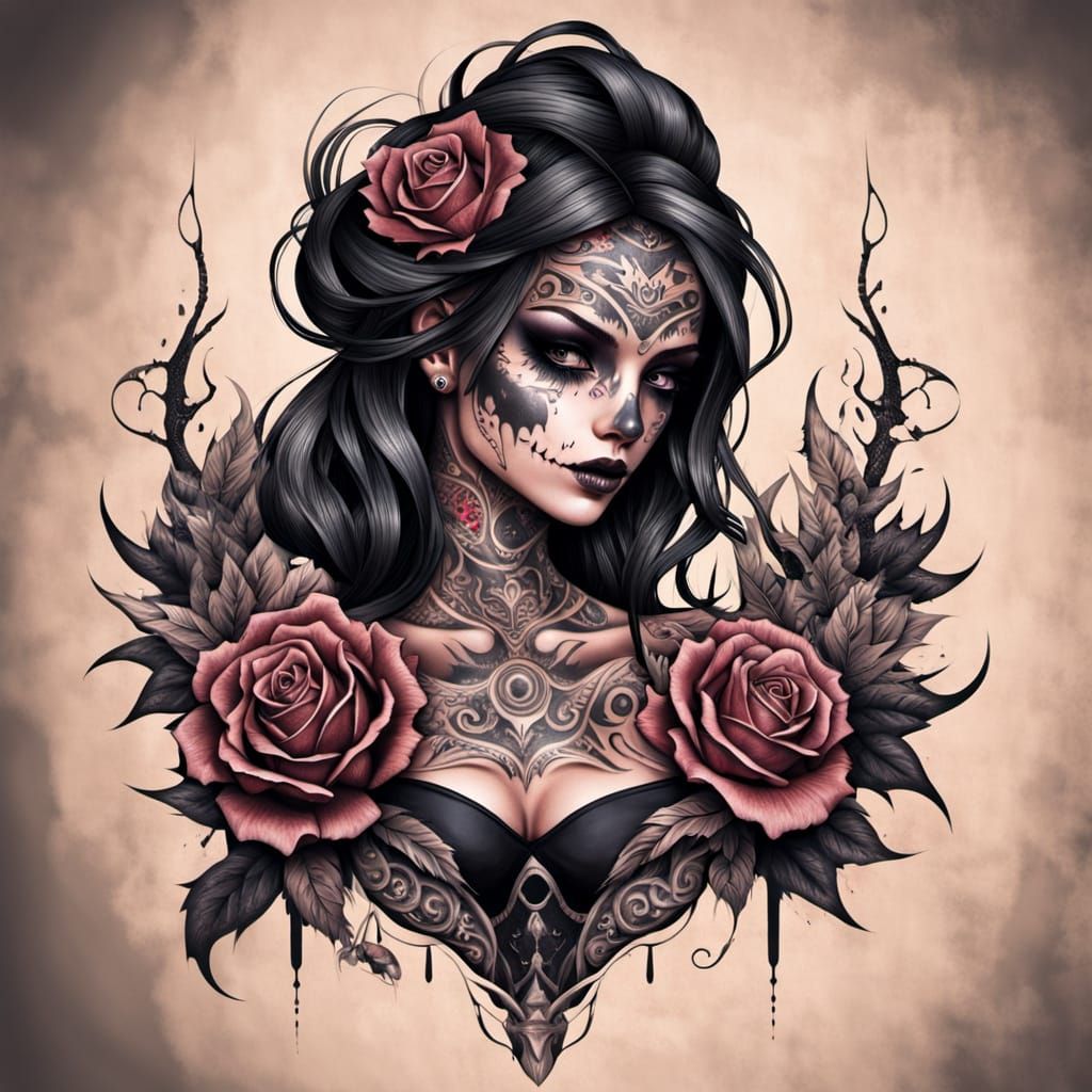 Grimdark Tattoo Art: Bold and Striking Design
