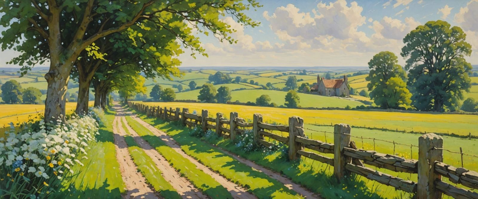 Idyllic Countryside Scene in Vibrant Oil Paintings