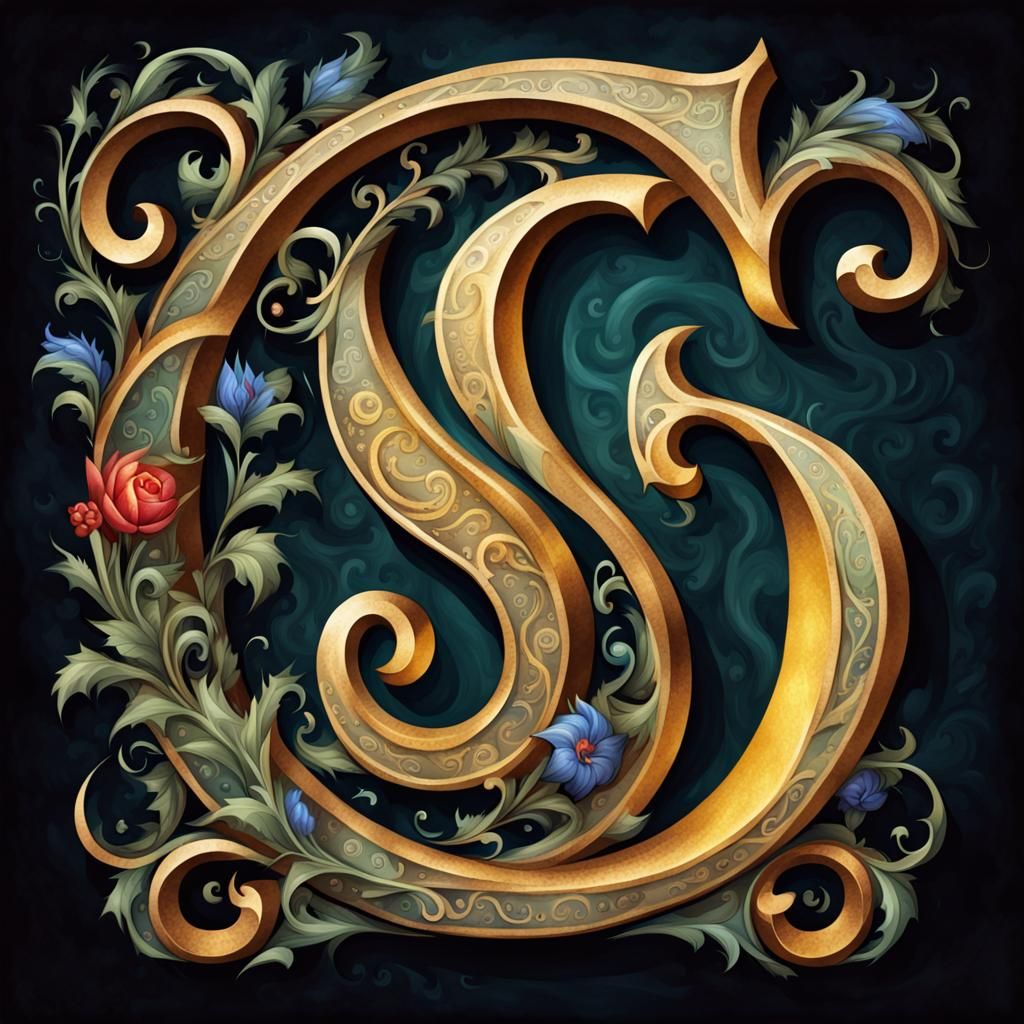 Fantasy Art Illuminated Letter S