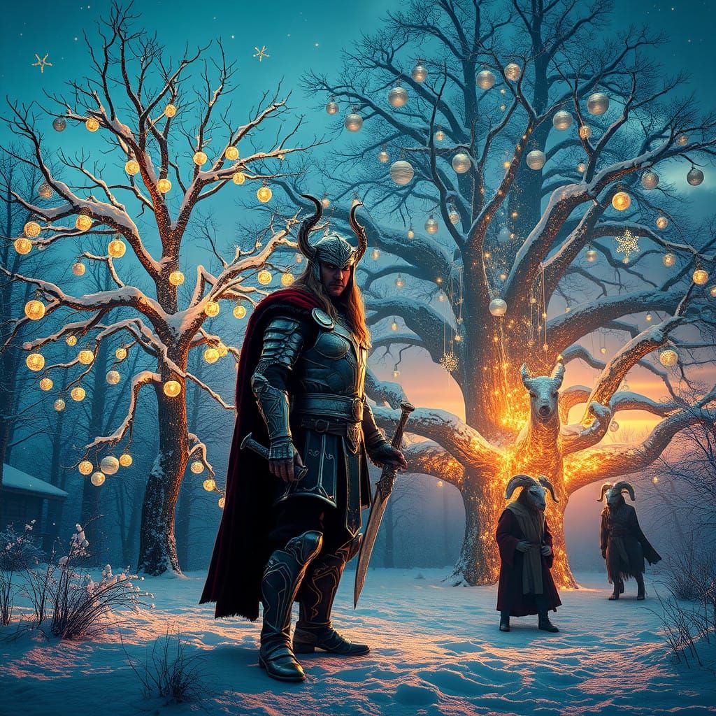 Thor in Winter Wonderland - A Luminescent Yule Scene